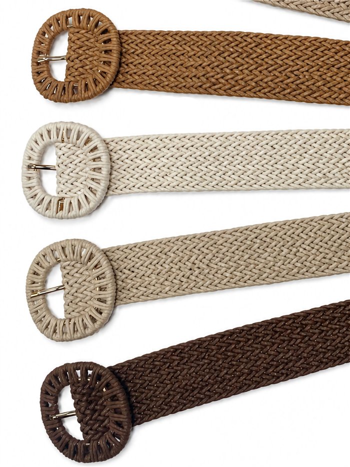 Ceinture large tressée avec boucle recouverte