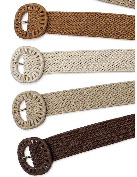 Ceinture large tressée avec boucle recouverte