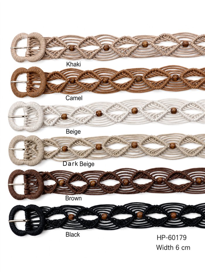Ceinture large en macramé avec boucle recouverte