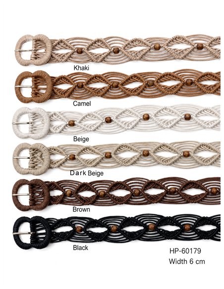 Ceinture large en macramé avec boucle recouverte