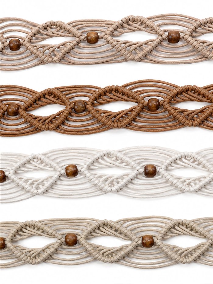 Ceinture large en macramé avec boucle recouverte
