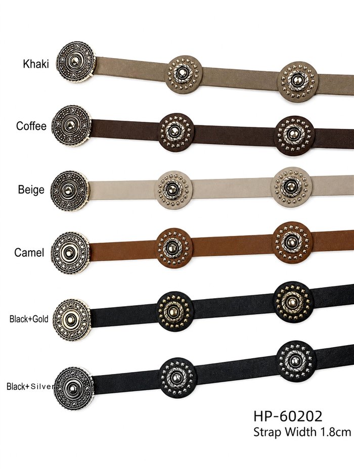 Ceinture fine ornée de médaillons métalliques