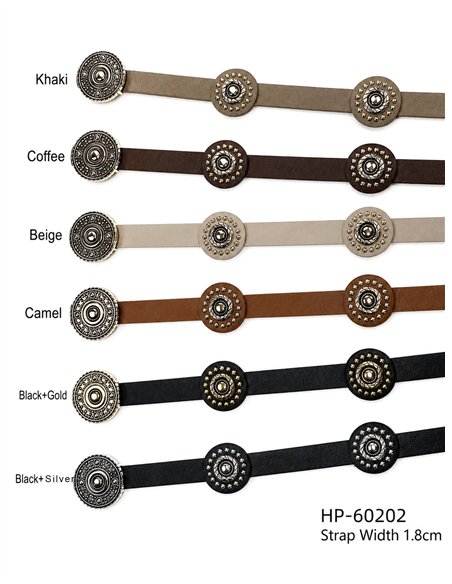Ceinture fine ornée de médaillons métalliques