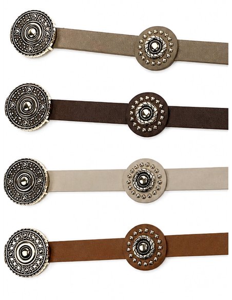 Ceinture fine ornée de médaillons métalliques