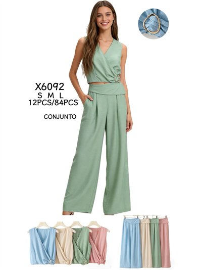 Conjunto top cruzado con pantalón palazzo 2