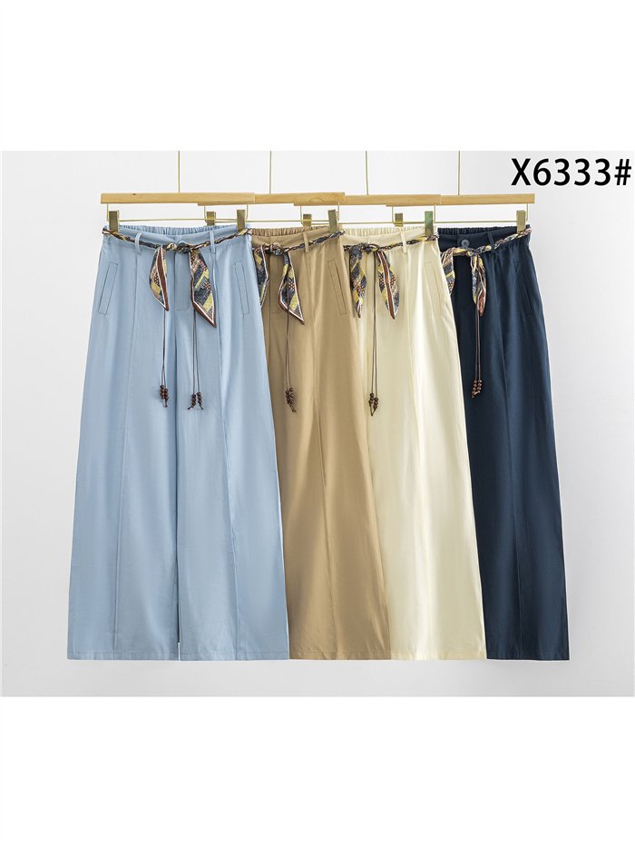 Pantalon palazzo avec ceinture foulard