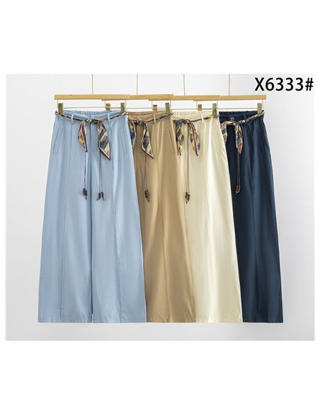 Pantalon palazzo avec ceinture foulard