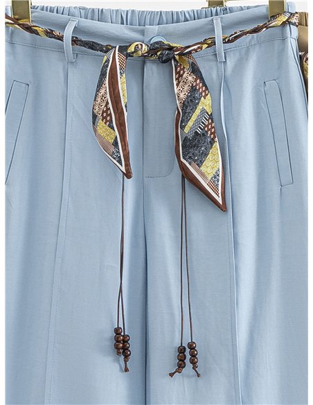 Pantalon palazzo avec ceinture foulard