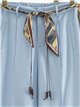 Pantalon palazzo avec ceinture foulard