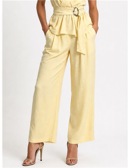 Completo in lino con top incrociato e pantaloni