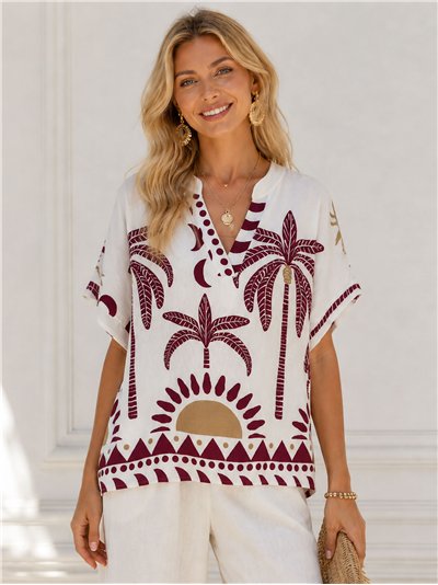 Blusa estampada tropical