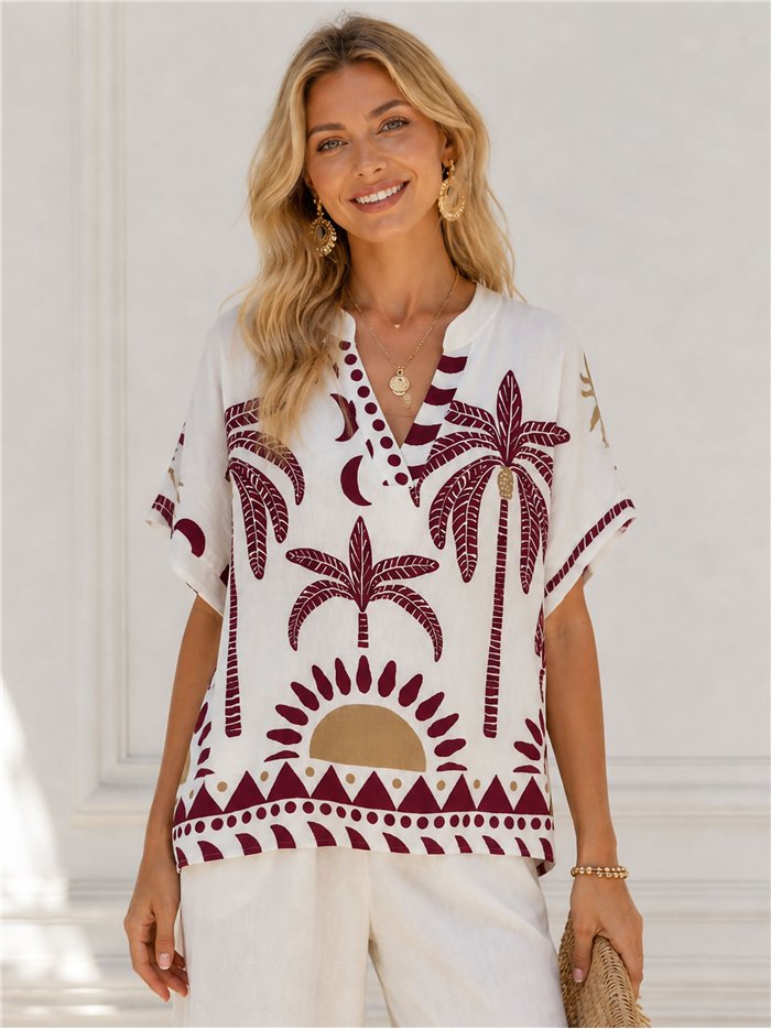 Bluse mit tropischem Muster