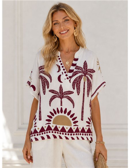 Bluse mit tropischem Muster