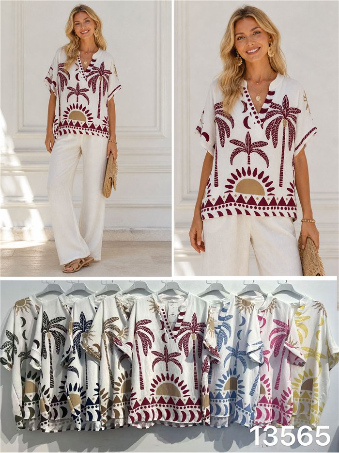 Bluse mit tropischem Muster