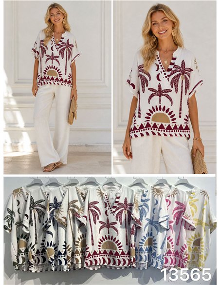Bluse mit tropischem Muster