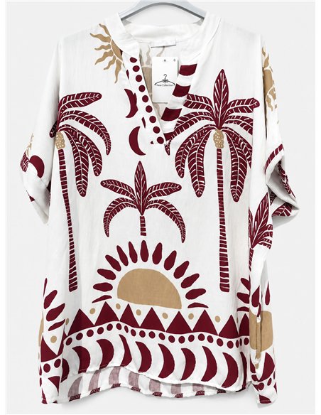 Bluse mit tropischem Muster