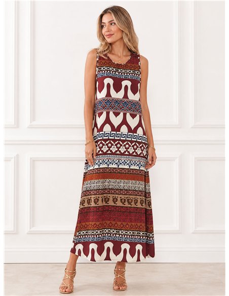 Langes Kleid aus Lycra mit geometrischem Patchwork-Muster