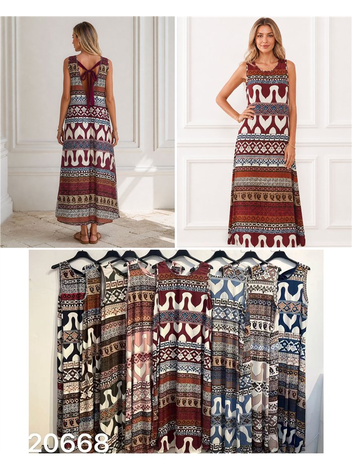 Langes Kleid aus Lycra mit geometrischem Patchwork-Muster