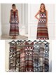 Langes Kleid aus Lycra mit geometrischem Patchwork-Muster
