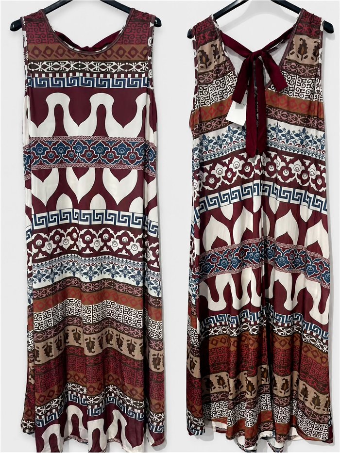 Langes Kleid aus Lycra mit geometrischem Patchwork-Muster