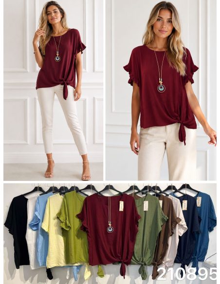 Blusa amplia nudos con collar