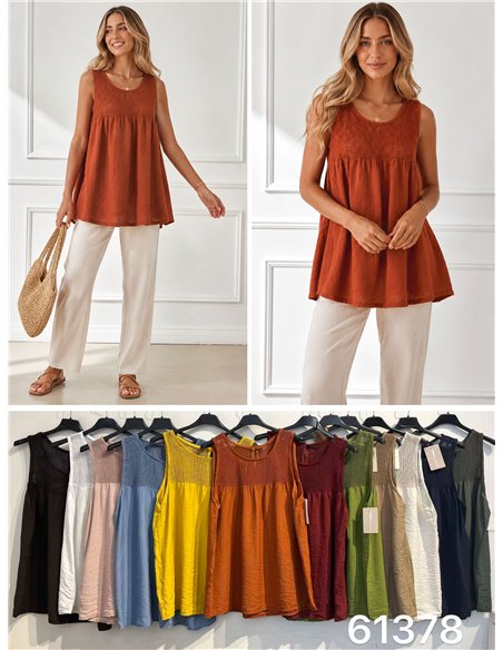 Ärmellose Bluse mit Mesh-Details