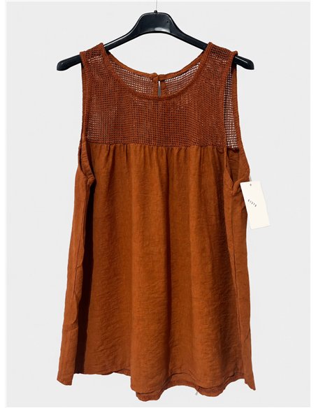 Ärmellose Bluse mit Mesh-Details