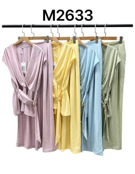 Completo in lino con top incrociato e pantaloni | DB-M2633