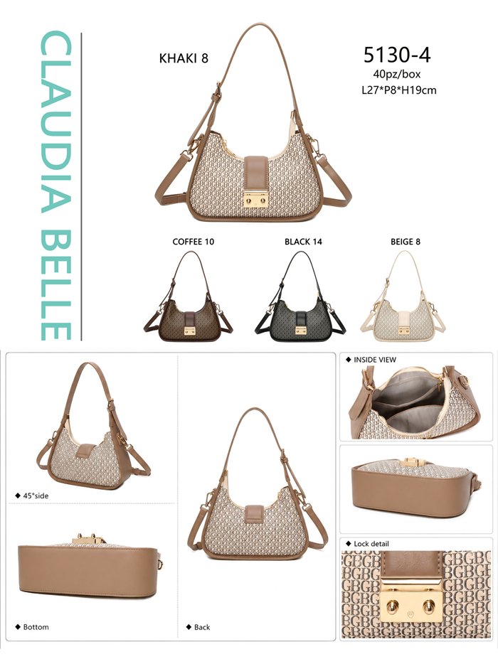 Hobo-Tasche mit Monogramm und Metallverschluss