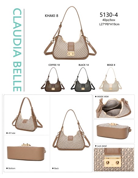 Hobo-Tasche mit Monogramm und Metallverschluss