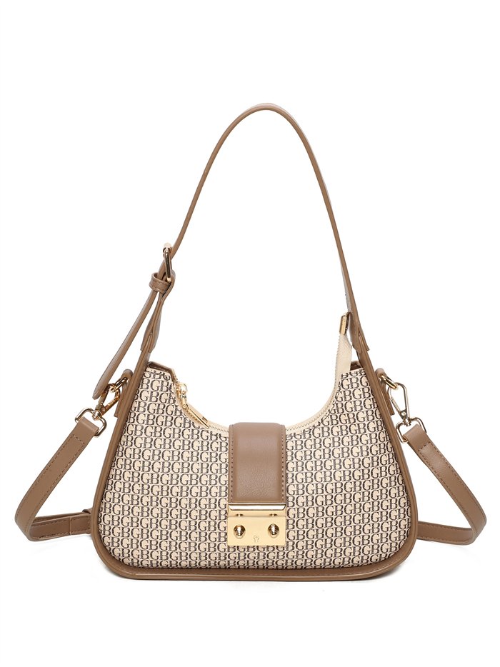 Hobo-Tasche mit Monogramm und Metallverschluss