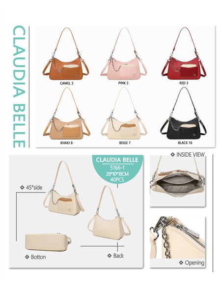 Borsa baguette con tasca frontale