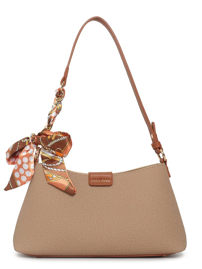 Borsa a baguette testurizzata con foulard