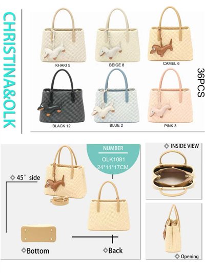 Bolso textura con charm perrito 2