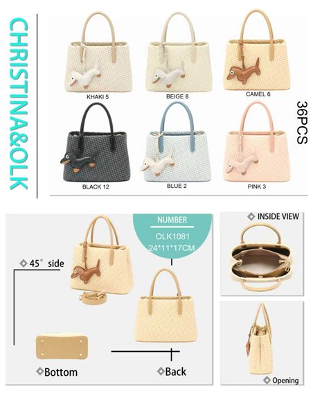 Bolso textura con charm perrito