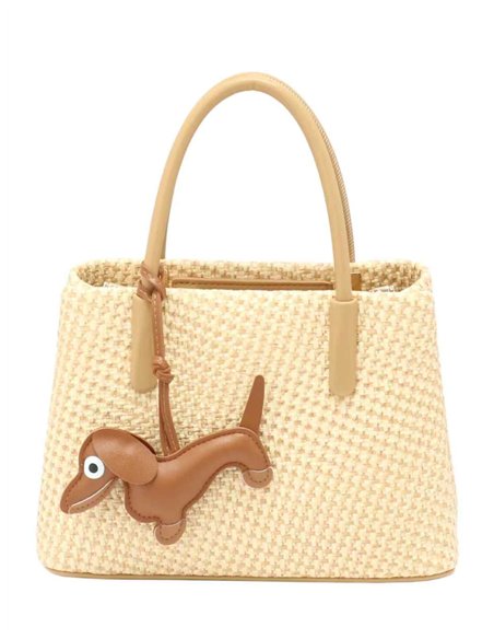 Bolso textura con charm perrito