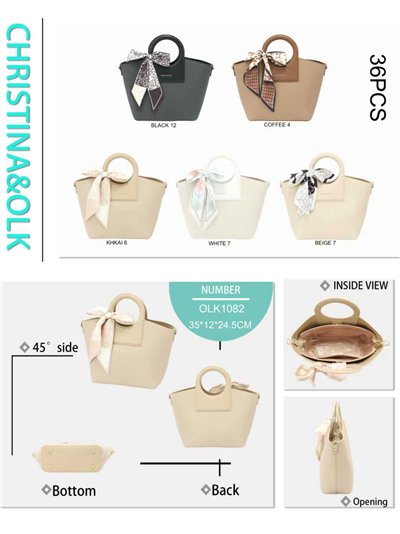 Bolso tote con asa circular y pañuelo 2