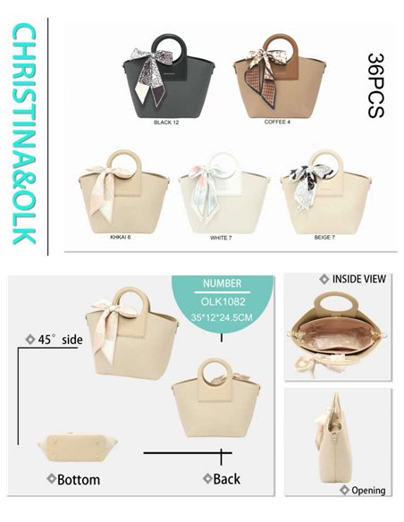 Bolso tote con asa circular y pañuelo