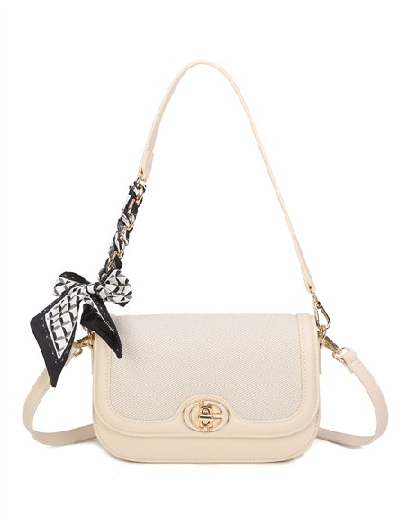 Bolso baguette textura con pañuelo