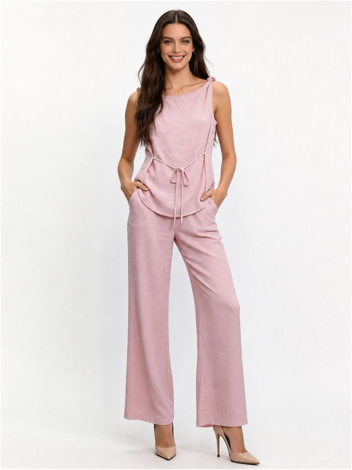 Conjunto top lino anudado y pantalón