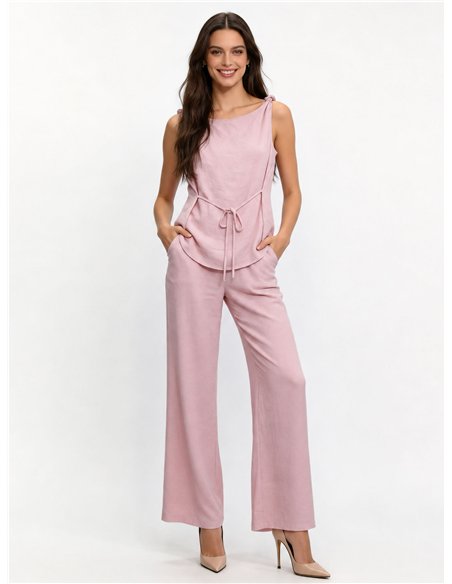 Conjunto top lino anudado y pantalón