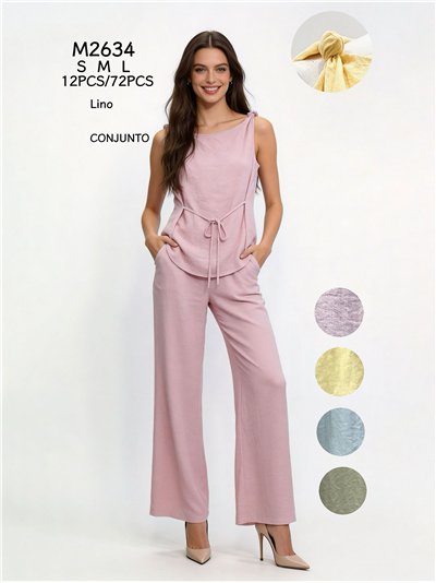 Conjunto top lino anudado y pantalón 2