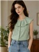Blusa vichy sin mangas con cuello ondulado