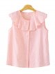 Blusa vichy sin mangas con cuello ondulado