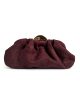 Gathered evening clutch with metallic clasp