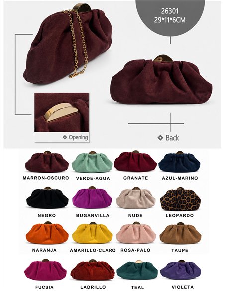 Bolso de fiesta fruncido con cierre metálico
