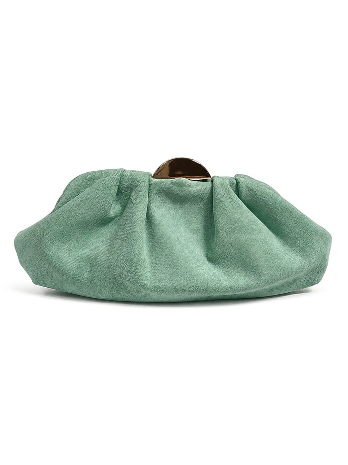 Bolso de fiesta fruncido con cierre metálico