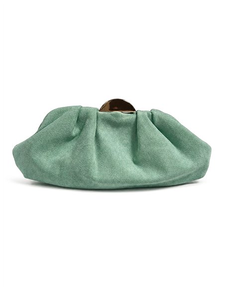 Bolso de fiesta fruncido con cierre metálico