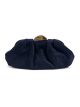Gathered evening clutch with metallic clasp