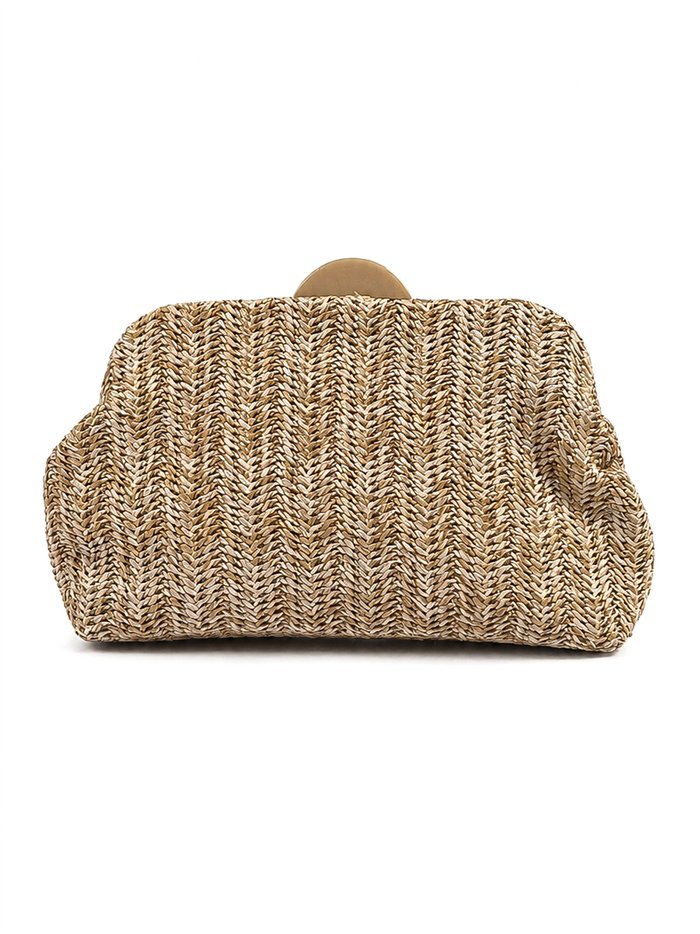 Cartera de fiesta de rafia trenzada